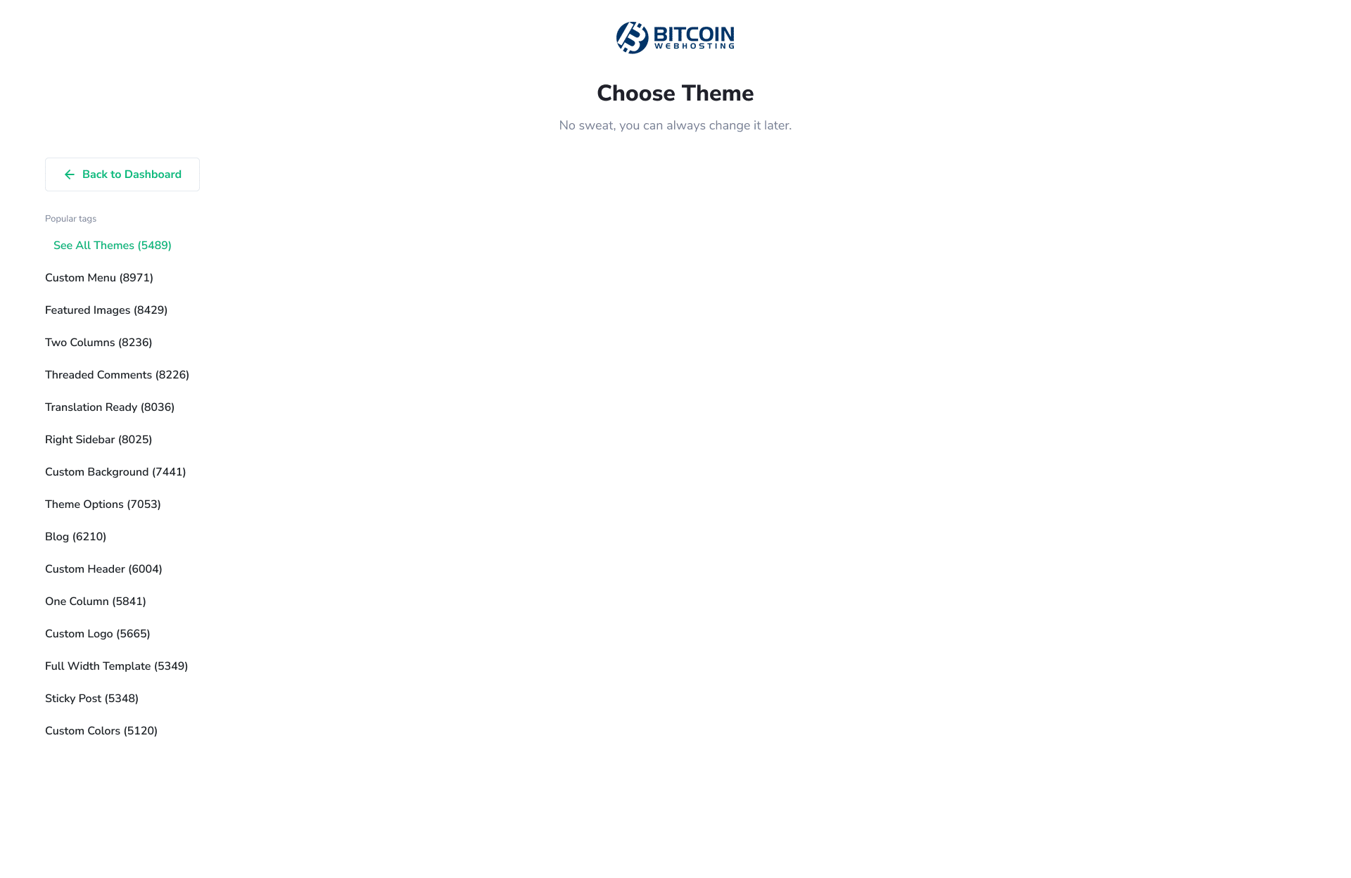 Bitcoinwebhosting - Quick Onboarding